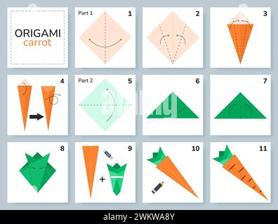 Origami-Tutorial für Kinder. Papierkohle. Stock Vektor