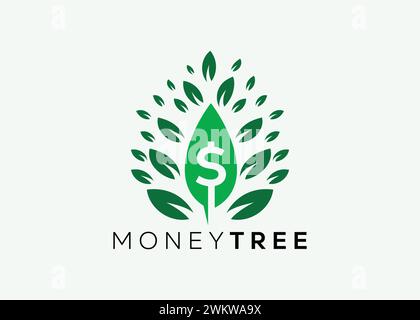 Minimalistisches Geldbaum-Logo-Design-Vektorvorlage. Logo für Unternehmensfinanzierung: Mehr Geld. Logo für Geldinvestitionen 3 Stock Vektor