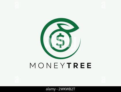 Minimalistisches Geldbaum-Logo-Design-Vektorvorlage. Logo für Unternehmensfinanzierung: Mehr Geld. Logo für Geldinvestitionen 3 Stock Vektor