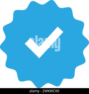 Blaues verifiziertes Badge-Symbol, verifiziertes Häkchen, blaues Häkchen in sozialen Medien Stock Vektor