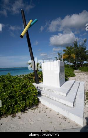 Columbus Monument and Cross auf San Salvador Island Bahamas, Columbus erster Landfall Stockfoto