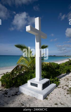 Columbus Monument and Cross auf San Salvador Island Bahamas, Columbus erster Landfall Stockfoto