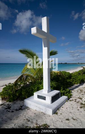 Columbus Monument and Cross auf San Salvador Island Bahamas, Columbus erster Landfall Stockfoto