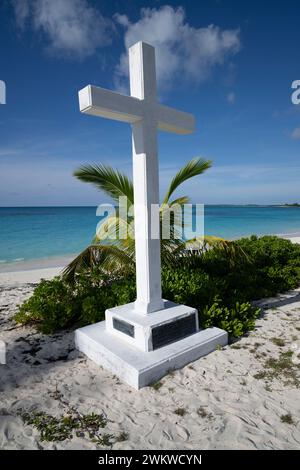 Columbus Monument and Cross auf San Salvador Island Bahamas, Columbus erster Landfall Stockfoto