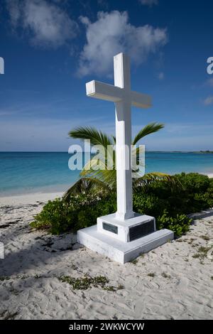 Columbus Monument and Cross auf San Salvador Island Bahamas, Columbus erster Landfall Stockfoto