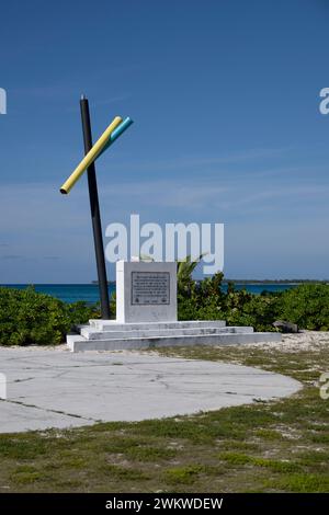 Columbus Monument and Cross auf San Salvador Island Bahamas, Columbus erster Landfall Stockfoto