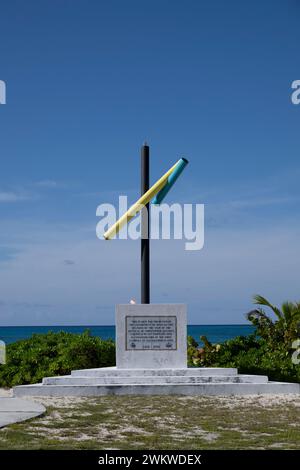 Columbus Monument and Cross auf San Salvador Island Bahamas, Columbus erster Landfall Stockfoto