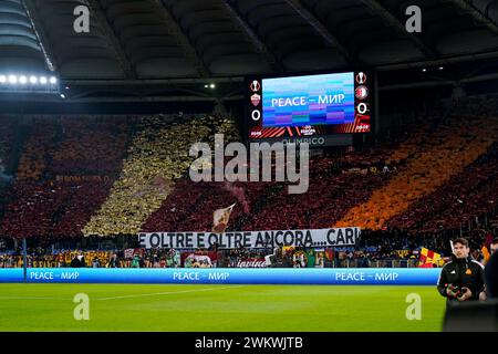 Rom, Italien. Februar 2024. Anhänger der AS Roma während des 2-Leg-Spiels zwischen AS Roma und Feyenoord Rotterdam im Stadio Olimpico am 22. Februar 2024 in Rom. Quelle: Giuseppe Maffia/Alamy Live News Stockfoto