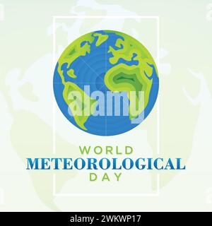 Wolkenvorhersage Wetterbewusstsein Konzept Banner Design des World Meteorological Day in flacher Form. Vektorabbildung Stock Vektor
