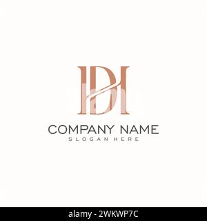 Luxuriöses Initial HD- oder DH-Monogramm-Logo. Vektorabbildung Stock Vektor