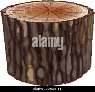 Baumstumpf im Cartoon-Stil mit sichtbaren Wachstumsringen. Stock Vektor