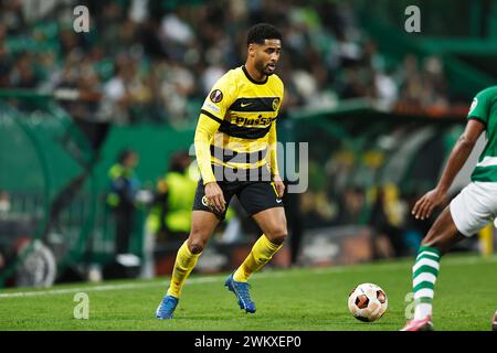 Lissabon, Portugal. Februar 2024. Saidy Janko (YoungBoys) Fußball/Fußball : UEFA Europa League Play-off-Spiel zwischen Sporting Clube de Portugal 1-1 BSC Young Boys im Estadio Jose Alvalade in Lissabon, Portugal. Quelle: Mutsu Kawamori/AFLO/Alamy Live News Stockfoto