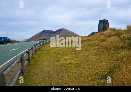 ฺBeautiful Lanscapes auf dem Weg zum Berg Aso in der Präfektur Kumamoto, Kyushu, Japan. Stockfoto