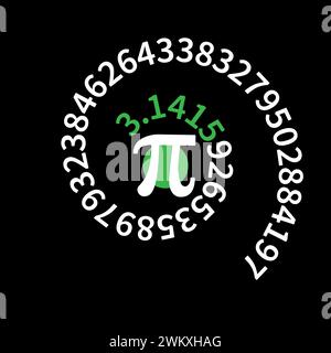 3,14 Spiralvektor-Illustration - Pi Day Holiday Konzept Hintergrund mit griechischen Buchstaben und Zahlen Symbole Stock Vektor