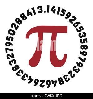 Pi-Symbol und 3,14-stelliger Vektor mathematische Konstante Konzept runden Illustration. Mathematischer Hintergrund. Alles Gute zum PI-Tag! Stock Vektor