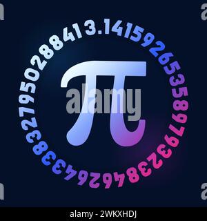 3,14 Ziffern und Pi-Symbolvektor mathematische Konstante Konzept runden Illustration ab. Mathematischer Hintergrund – Happy PI Day! Stock Vektor