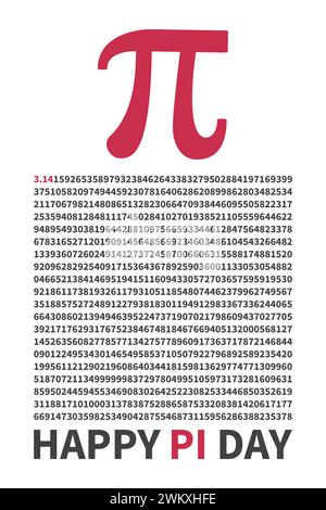 Vertikales Banner oder Karte zum Happy PI Day. Pi-Symbol und irrationale Zahl. Mathematische Konzeptvektorillustration Stock Vektor