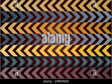 Goldenes geometrisches Muster. Goldenes, schwarzes nahtloses Muster des Pfeils nach oben nur mit einer Farbkombination Stock Vektor