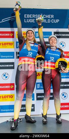 7.02.2024 Oberhof /Doppelsitzer M/F Dajana Eitberger und Saskia Scirmer GER Aktion Pressefoto : Gerhard Koenig WC - Rennschlitten *** 7 02 2024 Oberhof Doppel M F Dajana Eitberger und Saskia Scirmer GER Action Pressefoto Gerhard Koenig WC Rennschlitten Stockfoto