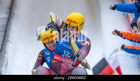 7.02.2024 Oberhof /Doppelsitzer M/F Dajana Eitberger und Saskia Scirmer GER Aktion Pressefoto : Gerhard Koenig WC - Rennschlitten *** 7 02 2024 Oberhof Doppel M F Dajana Eitberger und Saskia Scirmer GER Action Pressefoto Gerhard Koenig WC Rennschlitten Stockfoto