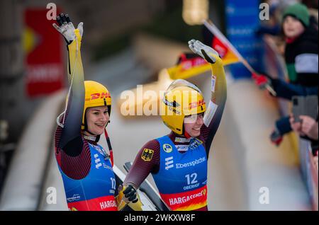 7.02.2024 Oberhof /Doppelsitzer M/F Dajana Eitberger und Saskia Scirmer GER Aktion Pressefoto : Gerhard Koenig WC - Rennschlitten *** 7 02 2024 Oberhof Doppel M F Dajana Eitberger und Saskia Scirmer GER Action Pressefoto Gerhard Koenig WC Rennschlitten Stockfoto