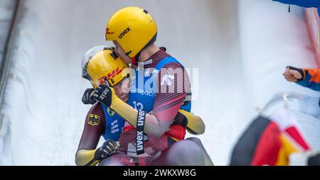 7.02.2024 Oberhof /Doppelsitzer M/F Dajana Eitberger und Saskia Scirmer GER Aktion Pressefoto : Gerhard Koenig WC - Rennschlitten *** 7 02 2024 Oberhof Doppel M F Dajana Eitberger und Saskia Scirmer GER Action Pressefoto Gerhard Koenig WC Rennschlitten Stockfoto