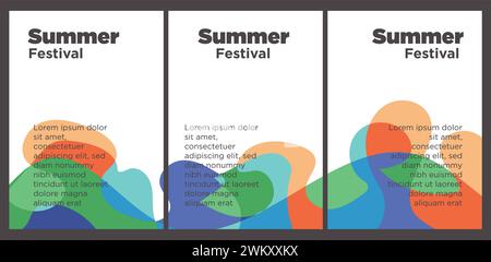 Summer Music Festival Event Publikation Set mit abstrakten Hintergrund Illustration Vektor Vorlage Stock Vektor