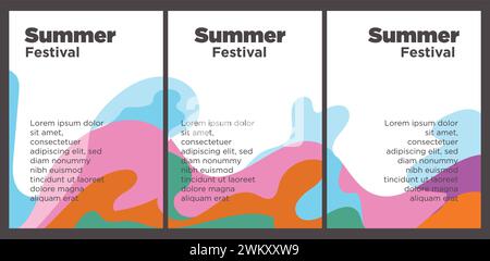 Summer Music Festival Event Publikation Set mit abstrakten Hintergrund Illustration Vektor Vorlage Stock Vektor