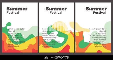 Summer Music Festival Event Publikation Set mit abstrakten Hintergrund Illustration Vektor Vorlage Stock Vektor