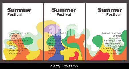 Summer Music Festival Event Publikation Set mit abstrakten Hintergrund Illustration Vektor Vorlage Stock Vektor