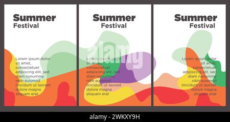 Summer Music Festival Event Publikation Set mit abstrakten Hintergrund Illustration Vektor Vorlage Stock Vektor