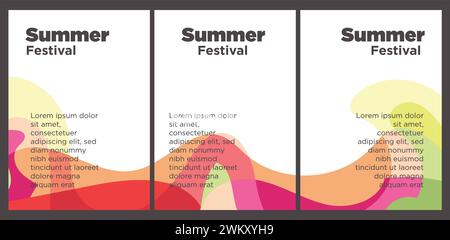 Summer Music Festival Event Publikation Set mit abstrakten Hintergrund Illustration Vektor Vorlage Stock Vektor