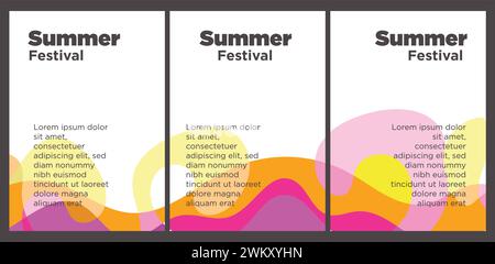 Summer Music Festival Event Publikation Set mit abstrakten Hintergrund Illustration Vektor Vorlage Stock Vektor