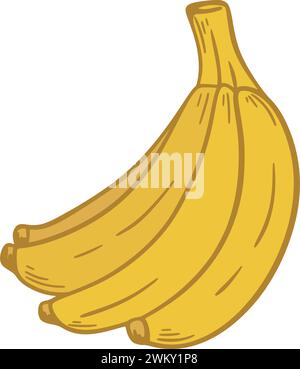 Ein Haufen reifer gelber Bananen handgezeichneter Clip Art. Tropische Früchte isoliert auf weißem Hintergrund. Gesunde Bio-Lebensmittel, Vektorgrafiken Stock Vektor