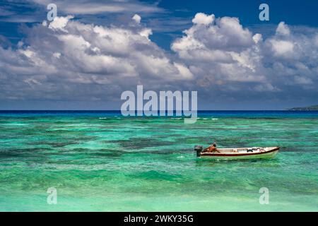 Anse La Blague Beach, Praslin, Seychellen Stockfoto