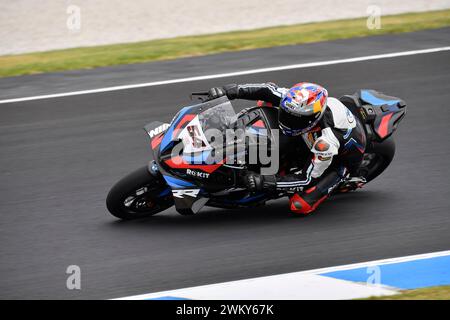 MELBOURNE, AUSTRALIEN. 23. Februar 2024. Toprak Razgatlioglu (54) aus der Türkei fuhr mit dem BMW M1000 RR für das ROKiT BMW Motorrad WorldSBK Team bei der Eröffnungsrunde der Superbike-Weltmeisterschaft 2024 auf dem Phillip Island Circuit. Karl Phillipson/Alamy Live News Stockfoto