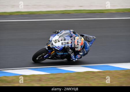 MELBOURNE, AUSTRALIEN. 23. Februar 2024. Philipp Oettl (5) aus Deutschland fuhr die Yamaha YZF R1 für GMT94 Yamaha bei der Eröffnungsrunde der Superbike-Weltmeisterschaft 2024 auf dem Phillip Island Circuit. Karl Phillipson/Alamy Live News Stockfoto