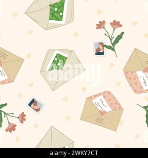 Kuverts und Frühlingsblumenmuster Stock Vektor