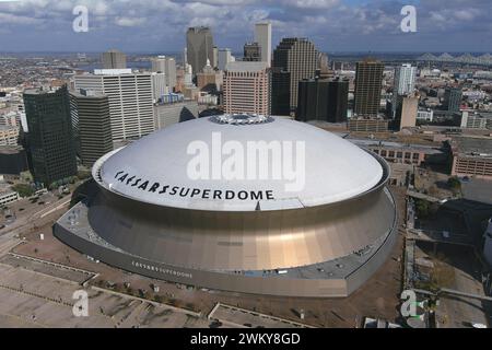 Eine allgemeine Gesamtansicht des Caesars Superdome, Donnerstag, 22. Februar 2024, in New Orleans. Stockfoto