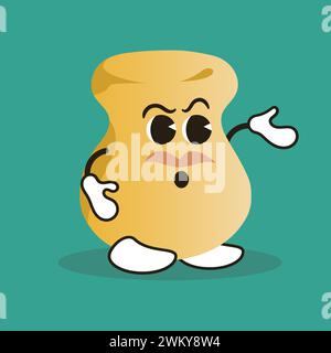 Cartoon Vase. Grooviger STYLE-Charakter. Lustige Vase mit Schnurrbart Stock Vektor