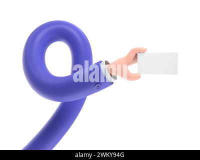 Cartoon Geste Symbol Mockup.3d Symbol braune Hand Hand hält Karte Geste. Realistische Illustration für soziale Medien, 3D-Rendering auf weißem Hintergrund Stockfoto