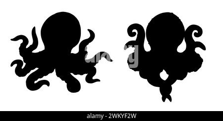 Silhouette des Oktopus. Vorlage mit Meer ​​animals. Auszuschneidende Vorlage. Stockfoto