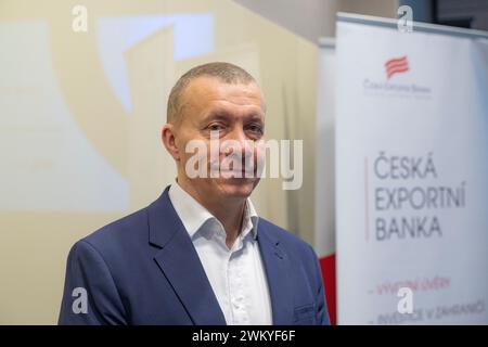 Prag, Tschechische Republik. Februar 2024. Die Czech Export Bank (CEB) hat ihren Vorsteuergewinn von Kc530 Mio. im Jahr 2022 auf über Kc1Mrd. im letzten Jahr verdoppelt, was den höchsten Gewinn seit ihrer Gründung im Jahr 1995 darstellt, sagte Daniel Krumpolc, CEO von CEB in Prag, Tschechische Republik, am 23. Februar 2024. Quelle: Roman Vondrous/CTK Photo/Alamy Live News Stockfoto