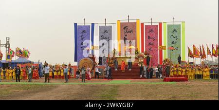 Duy Tien, Ha Nam, Vietnam. Tich Dien ist der Auftakt der landwirtschaftlichen Saison. Aufführungsrituale beim Tich Dien Festival. Lễ hội Tịch Điền Stockfoto