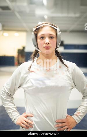 Porträt einer 15-jährigen Ringerfrau Stockfoto