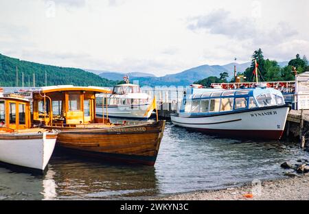 Boote auf Lake Windermere, Bowness, Bowness-on-Windermere, Lake District National Park, Cumbria, England, Großbritannien Juni 1978 Stockfoto