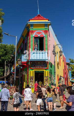 Wunderschöne farbenfrohe Gebäude in El Caminito, La Boca, Buenos Aires, Argentinien Stockfoto