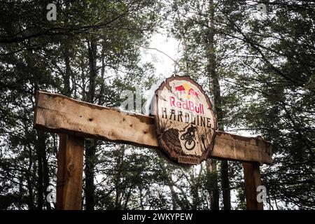 Maydena, Tasmanien, Australien. Februar 2024. MAYDENA, AUSTRALIEN - 23. FEBRUAR: Startmarkierung bei Red Bull Hardline Tasmania am 23. Februar 2024 in Maydena, Australien. (Kreditbild: © Chris Putnam/ZUMA Press Wire) NUR REDAKTIONELLE VERWENDUNG! Nicht für kommerzielle ZWECKE! Stockfoto