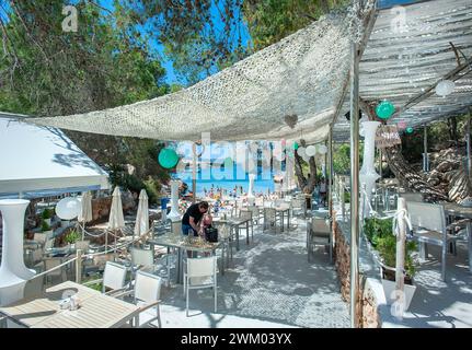 Strandbar, Cala Gracioneta, Ibiza, Balearen, Spanien Stockfoto