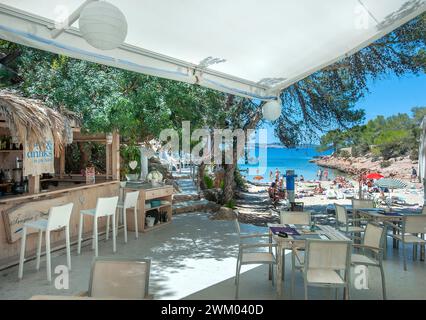 Strandbar, Cala Gracioneta, Ibiza, Balearen, Spanien Stockfoto